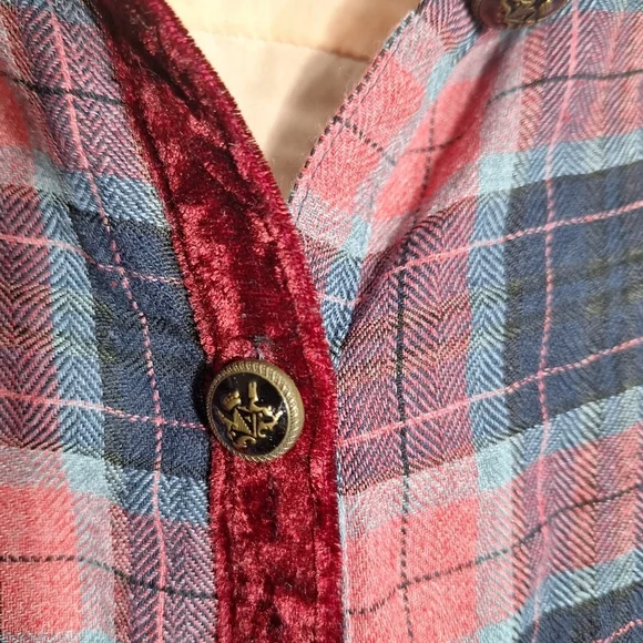 Soft Surroundings Plaid Tunic Top Burnout Velvet Paisley Forest Fairy Boho 2X - Picture 5 of 16